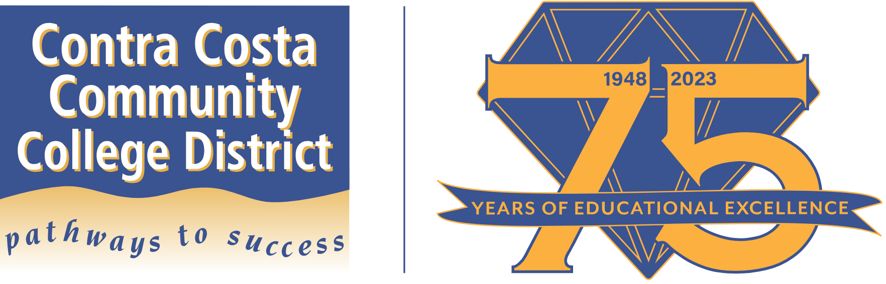Contra Costa Community College District pathways to success - 1948-2023 75 Years of Educational Excellence - logo